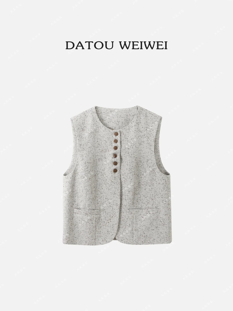 【DTWW大头韦韦】秋冬麻感显瘦百搭马甲077023