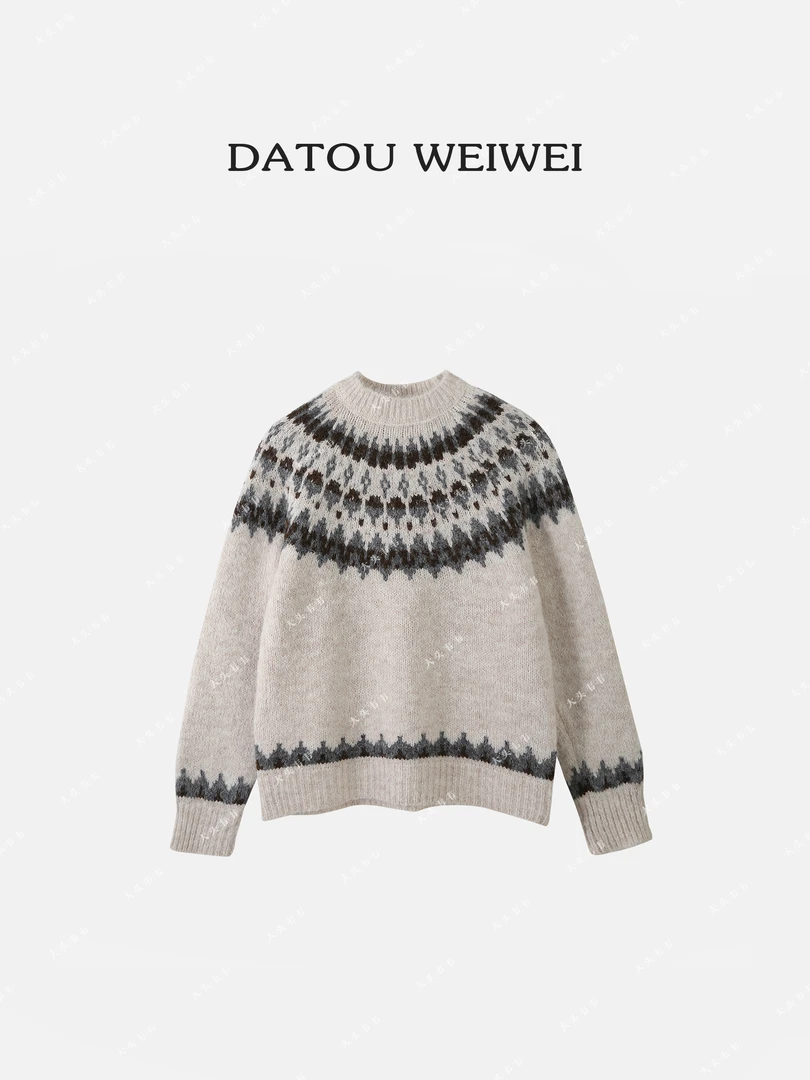 【DTWW大头韦韦】费尔岛减龄复古圆领加厚毛衣349212