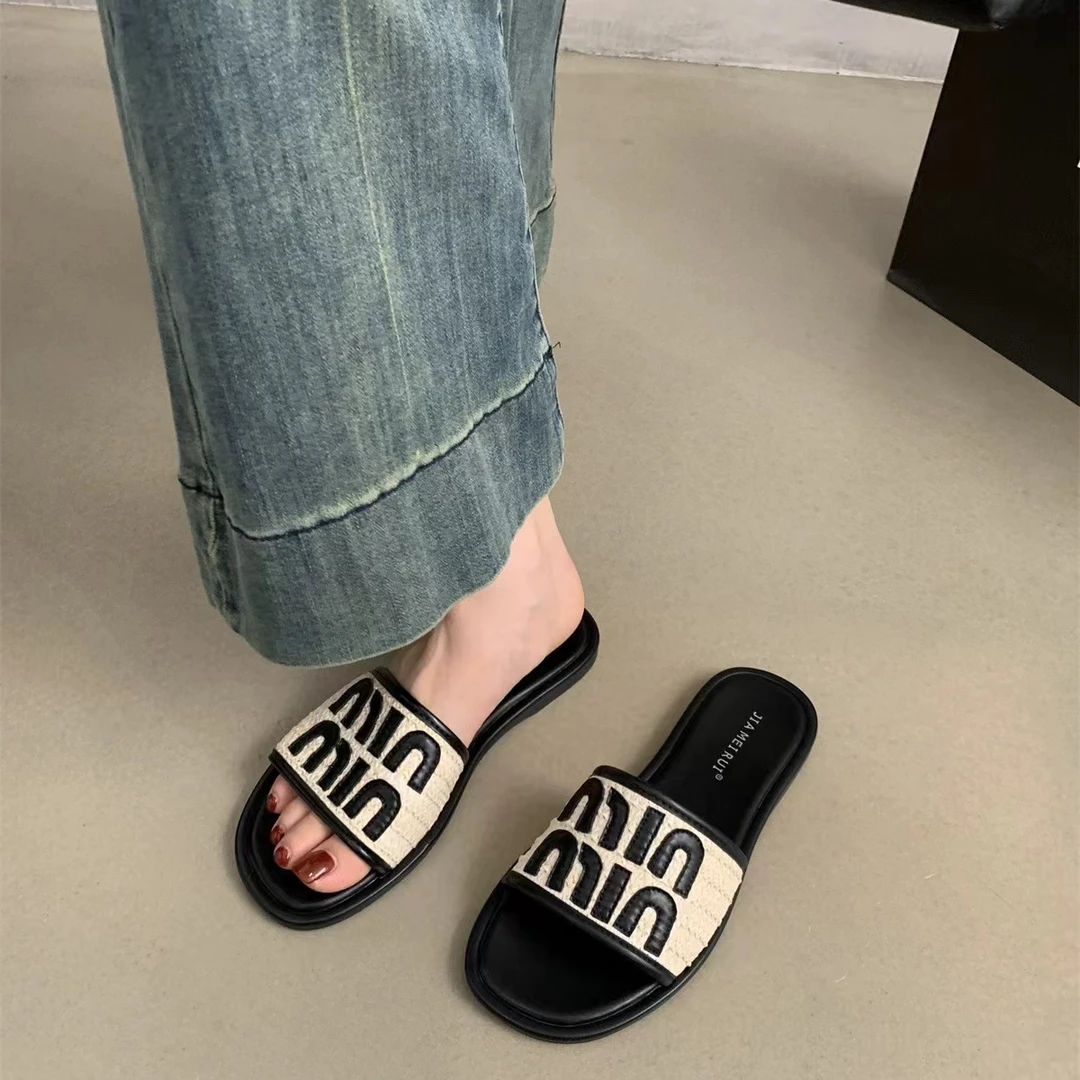 法式晚风拖鞋女夏季新款配裙子仙女风凉拖复古穆勒鞋拖鞋81-8