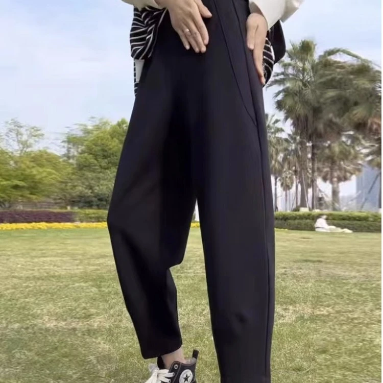 胖MM大码春秋季款高腰时尚休闲百搭显瘦上身舒服的宽松萝卜哈伦裤