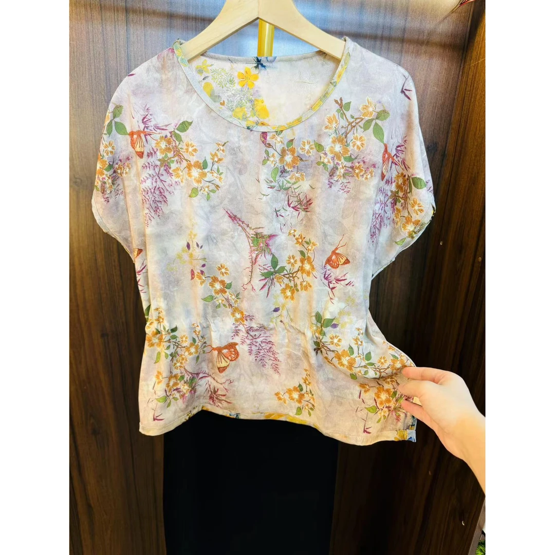 0543吉光片羽双面穿收腰透气中式妈妈装上衣高贵新款洋气印花女士