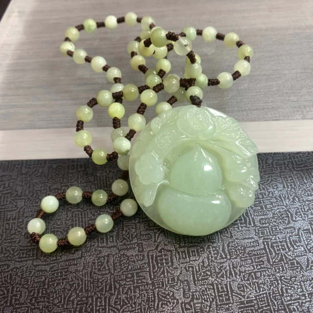 [146]岫玉玉石葫芦挂件毛衣链全玉珠链