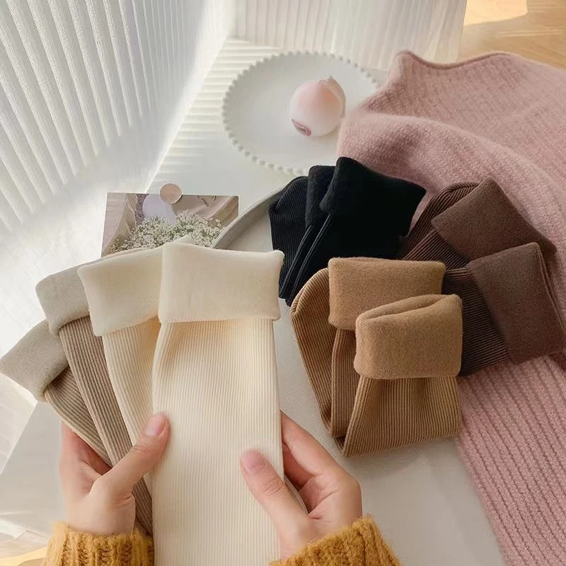 【3双宠粉】袜子女冬季加绒加厚大地雪地袜保暖家居地板中筒袜子
