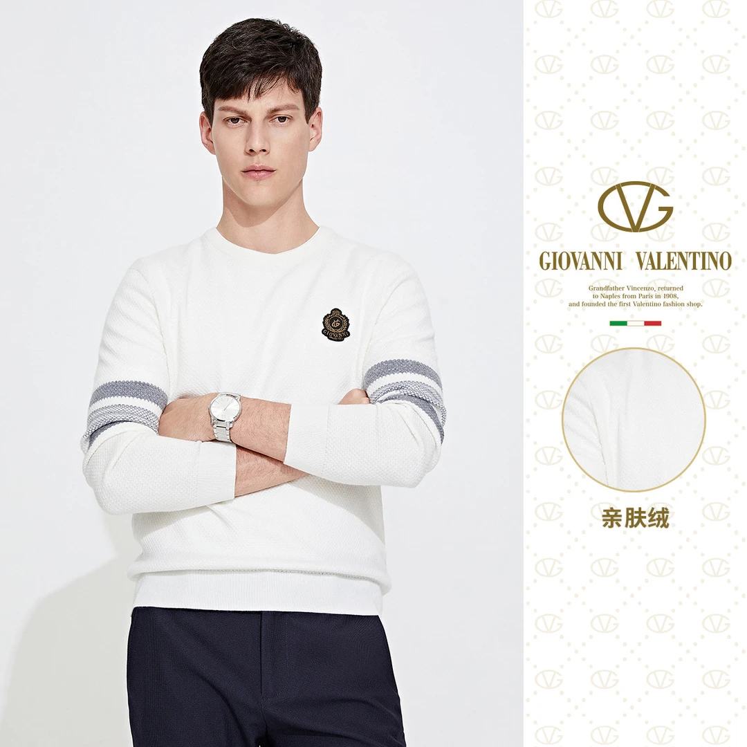 GIOVANNI VALENTINO/卓凡尼·华伦天奴男士时尚毛衣圆领套头针织衫