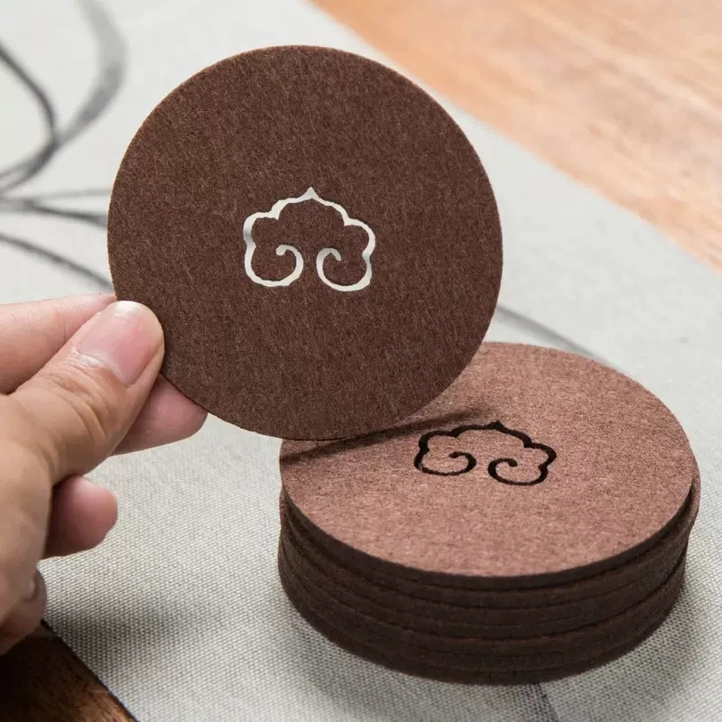 如意杯垫创意镂空复古毛毡杯垫吸水耐用创意壶承垫隔热养壶垫