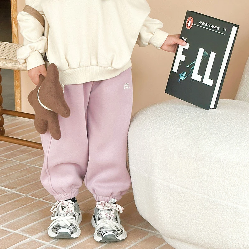 郝叔童品HI3368男女童秋装2023新款儿童针织加绒卫裤宝宝裤深秋