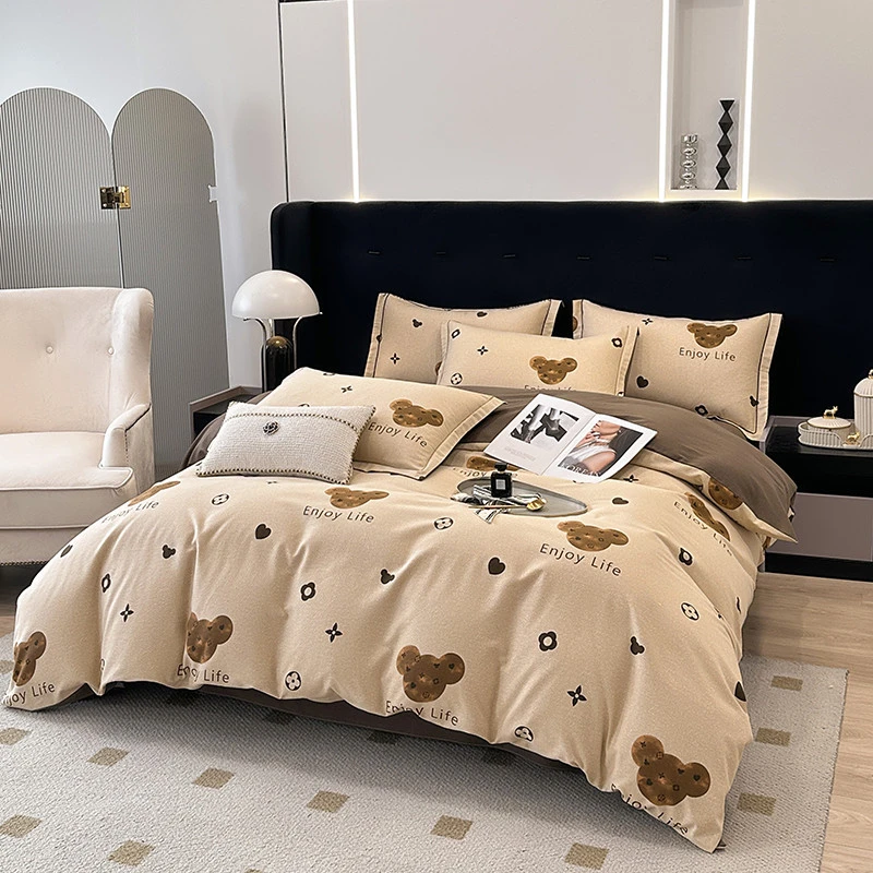 【高货清仓】全棉磨毛喷气印花四件套加厚纯棉四件套-JR 布袋熊