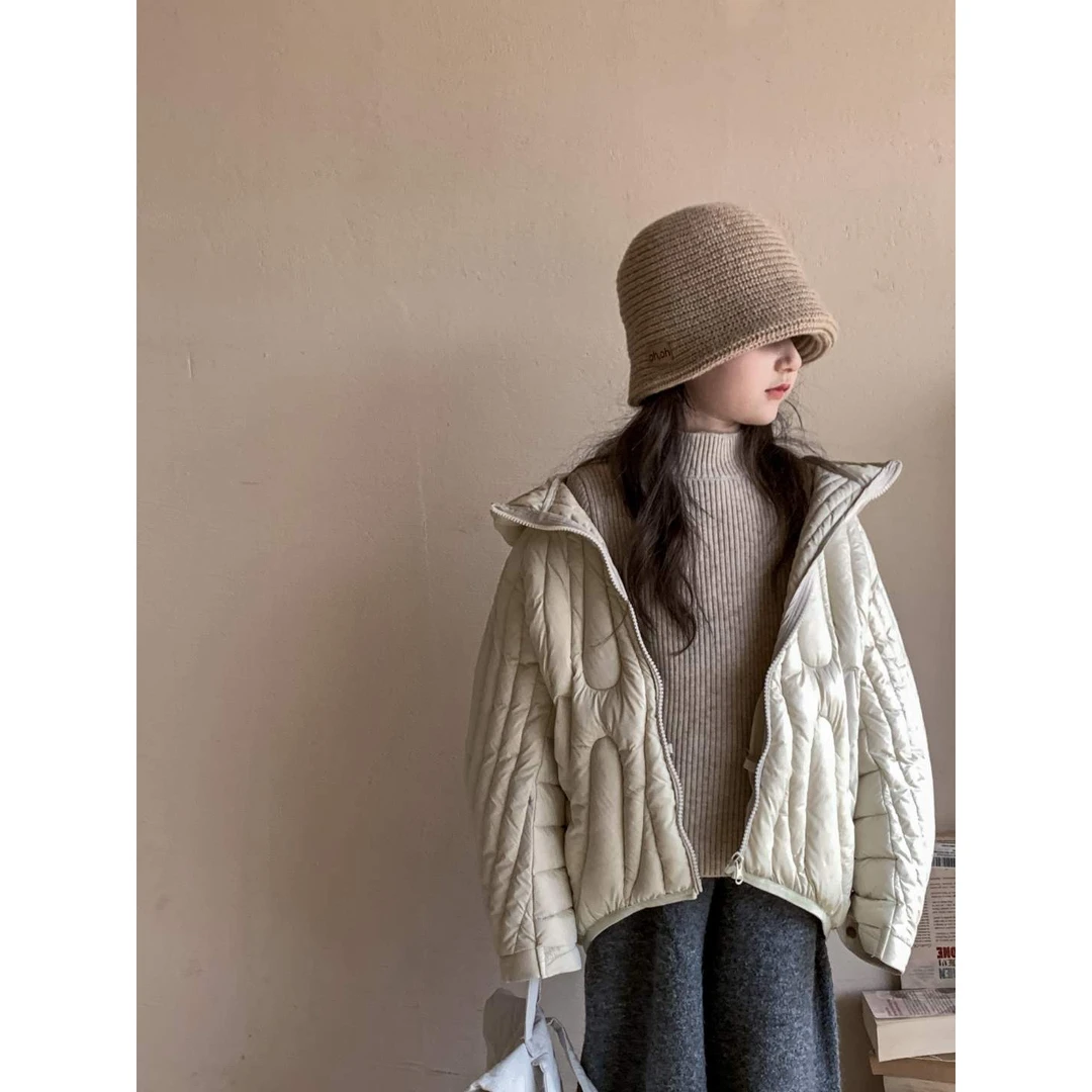 OMOMG女童贝壳洋气潮流连帽休闲设计款宽松三防面料羽绒服MGW5021