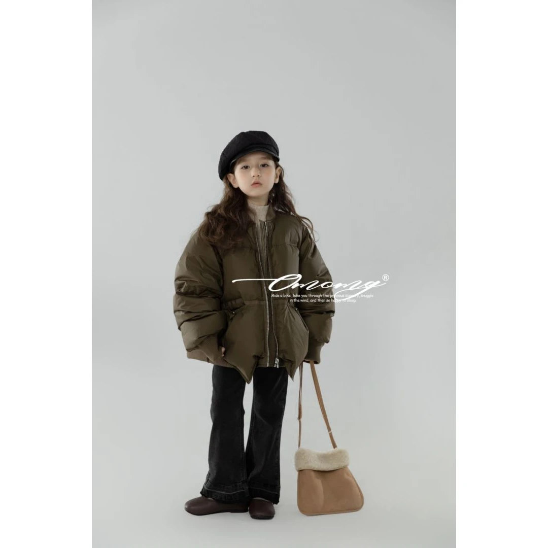OMOMG女童橄榄绿设计师高定加厚韩版高端羽绒服情侣保暖MGW5058