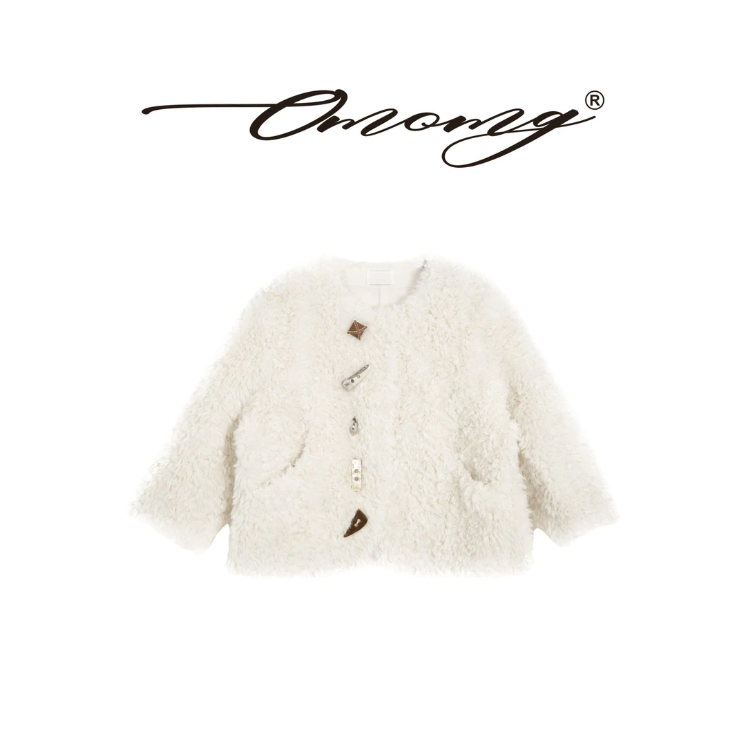 OMOMG女童呢外套小香风气质短款时尚休闲毛绒秋冬轻奢加厚G4D189