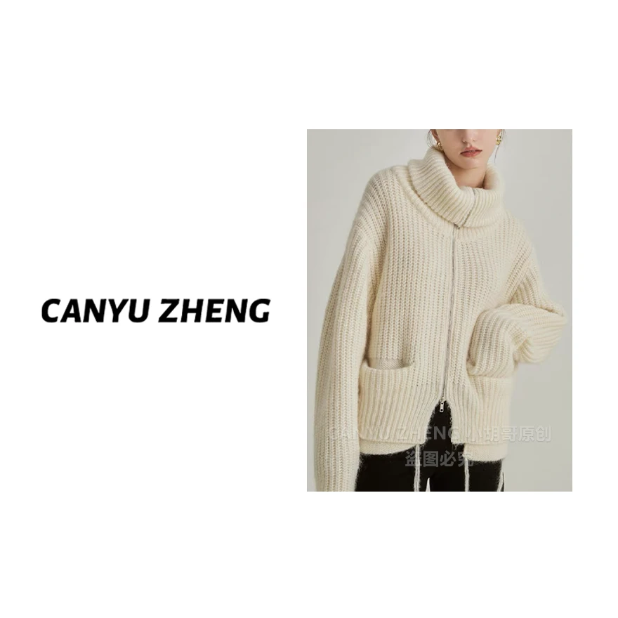 【CANYU ZHENG】我们家明星款 意大利幼马海大翻领毛衣外套-0868