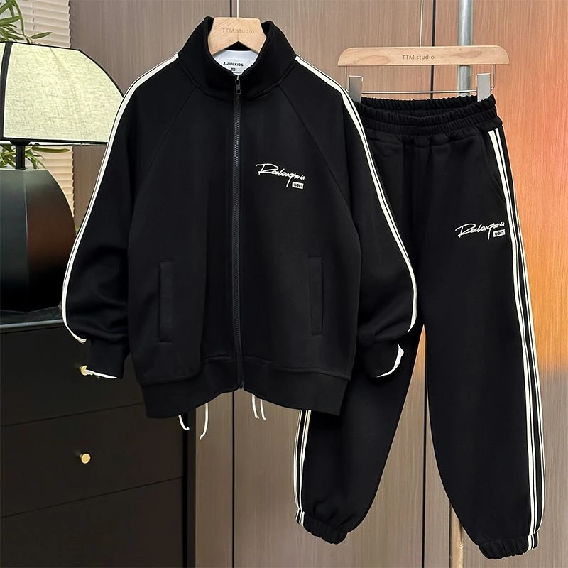 男童套装儿童外套长裤拉链衫两件套儿童潮流宽松酷帅秋季中大童