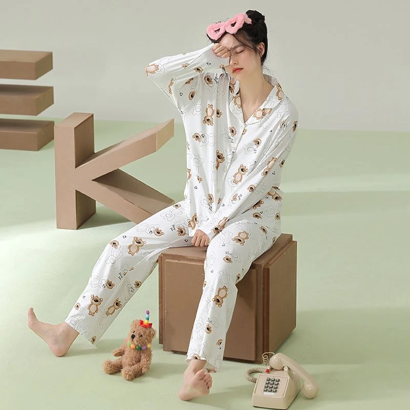 MILORD【轩尼小熊】潮牌设计女士长袖长裤睡衣家居服可外穿休闲春夏