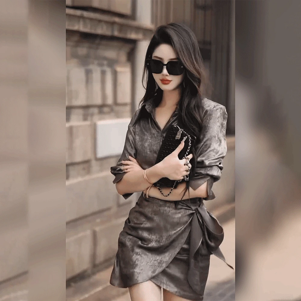 2024秋季御姐范套装高端欧货欧货新款辣妹豹纹上衣时尚半裙两件套