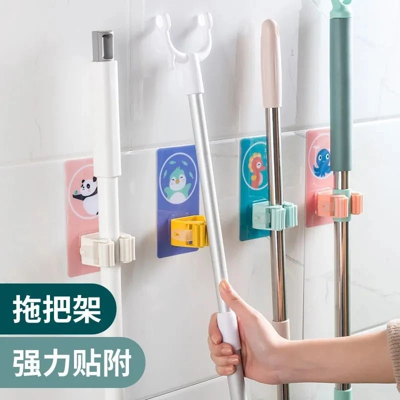 拖把夹架免打孔强力无痕粘胶拖布扫把墩布夹架子卫生间收纳挂钩