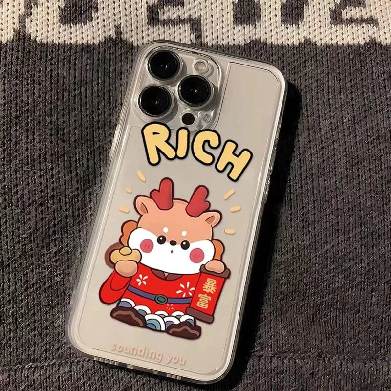 rich暴富卡通龙iPhone15苹果13手机壳12/14软11promax/xsmax可爱x
