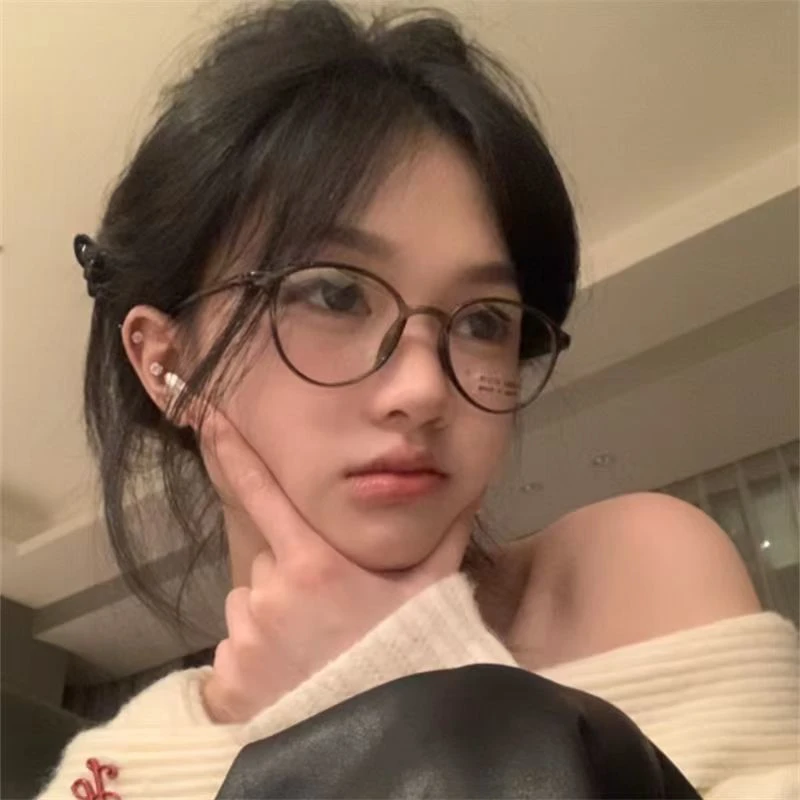 超轻圆框近视眼镜女早八素颜神器防蓝光大框平光镜显脸小韩版潮流