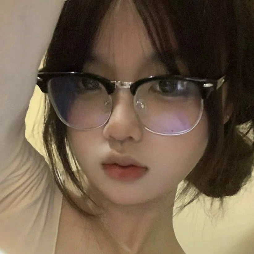 日系复古黑色半框眼镜女纯欲网红圆脸显瘦平光可配近视眼睛框架男