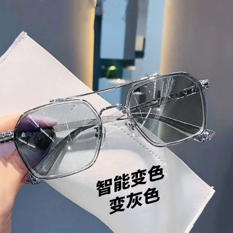 变色近视眼镜男有度数防蓝光大框眼镜护目学生潮流霸气陈伟霆同款