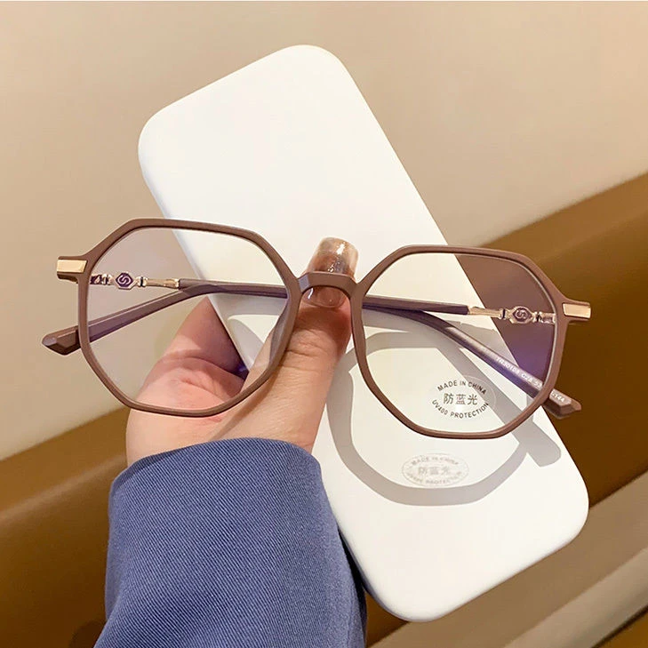 小红书同款近视眼镜女学生轻颜日常显脸小可配度数多边形平光镜潮