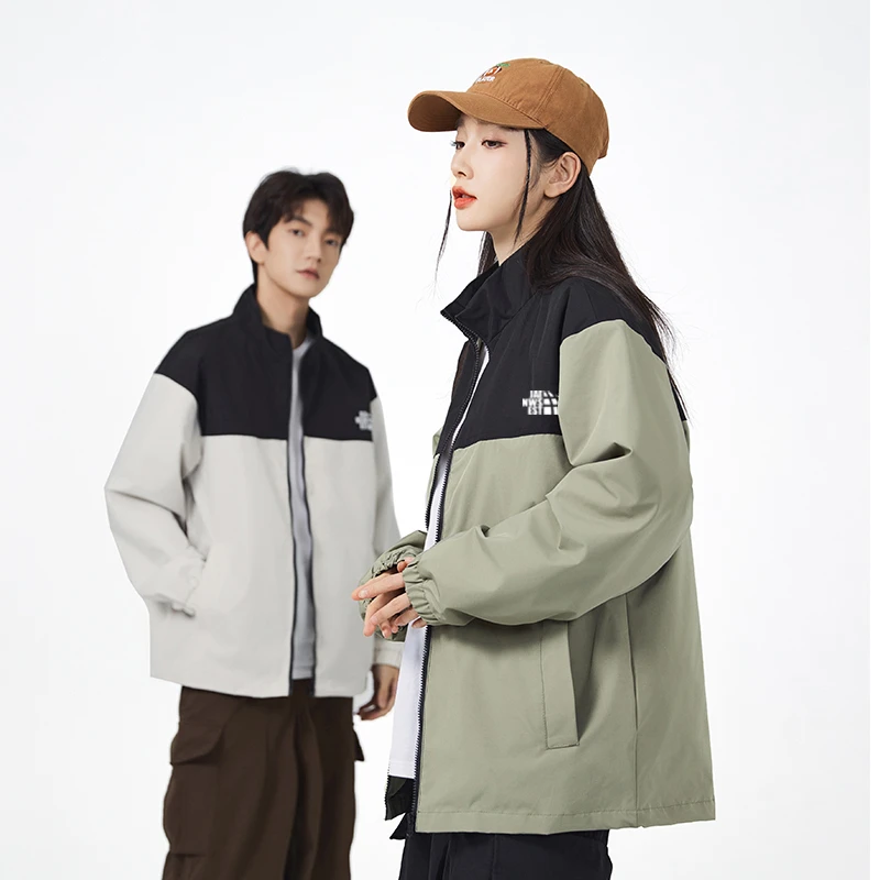 百搭拼色户外休闲秋冬防风立领拼接情侣款夹克BM02(H75-LL001)
