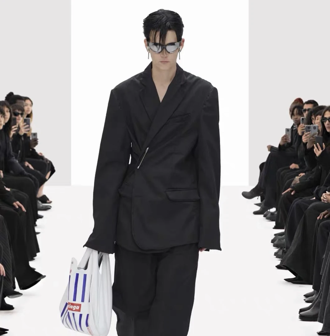 全新带吊/巴黎世家Balenciaga秀款别针Logo西服夹克/S码/08029