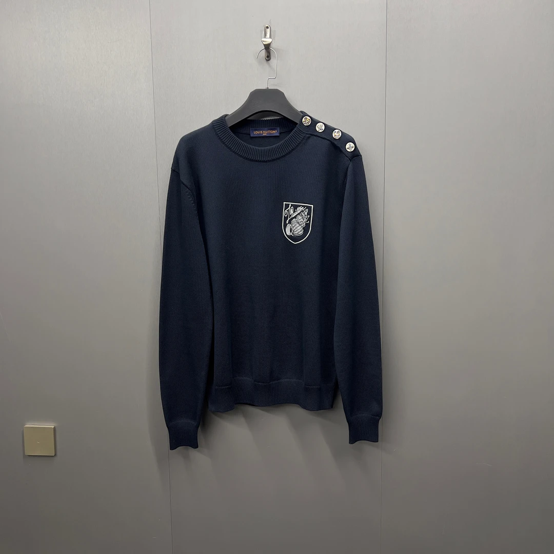 全新/Lv Louis Vuitton24新款闪钻三花Logo螺纹毛衣/08263/XXL