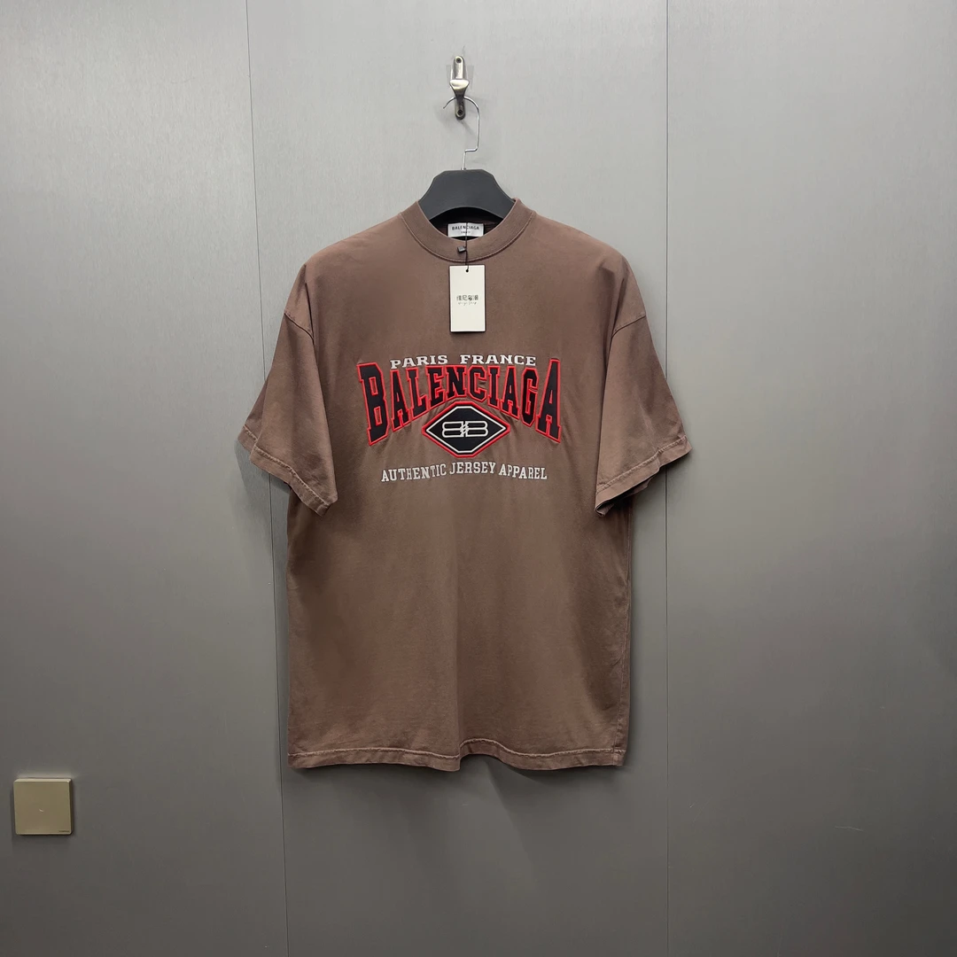 99新/巴黎世家Balenciaga水洗做旧刺绣Logo短袖/1码/08082