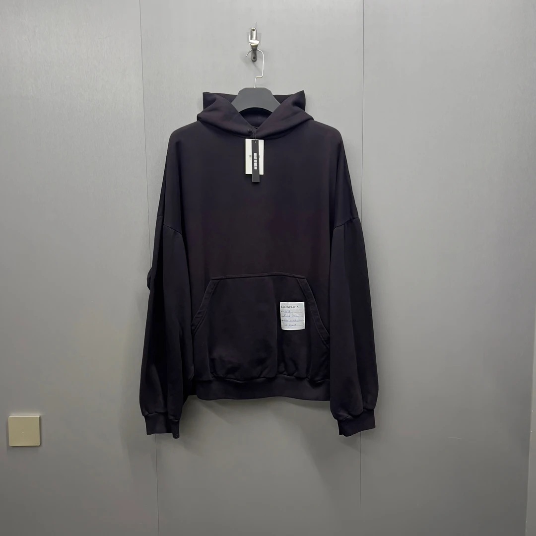 全新未使用/巴黎世家Balenciaga24水洗染紫标签帽衫卫衣/3/08051