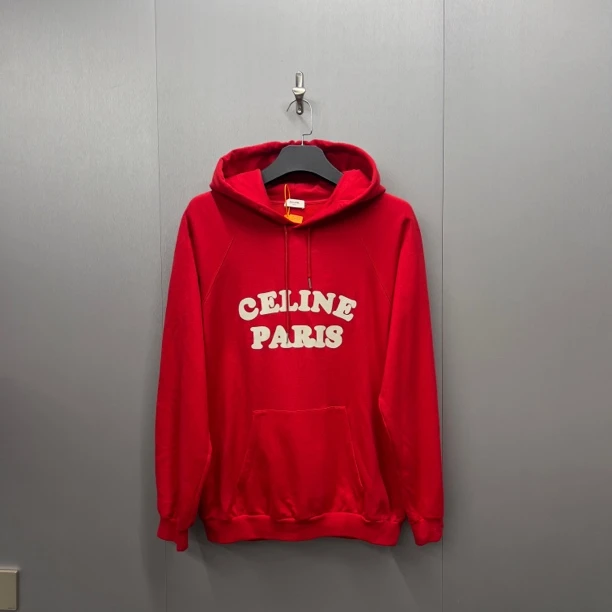 Celine新款植绒logo帽衫卫衣/XL稀少大码/99新/含山羊绒/发售8300