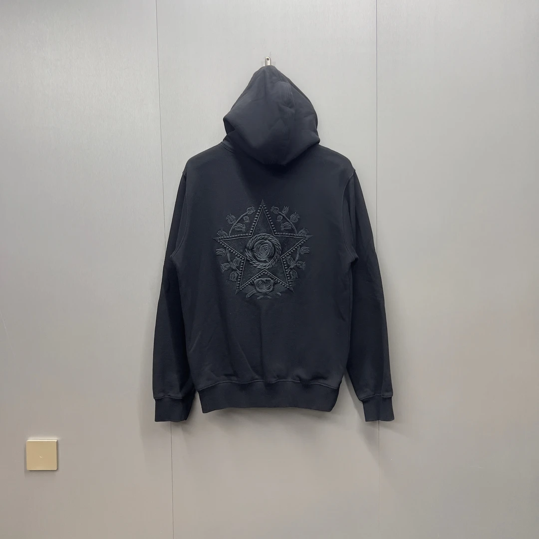 99新/Dior迪奥刺绣五芒星Logo帽衫卫衣/S宽松/10089/