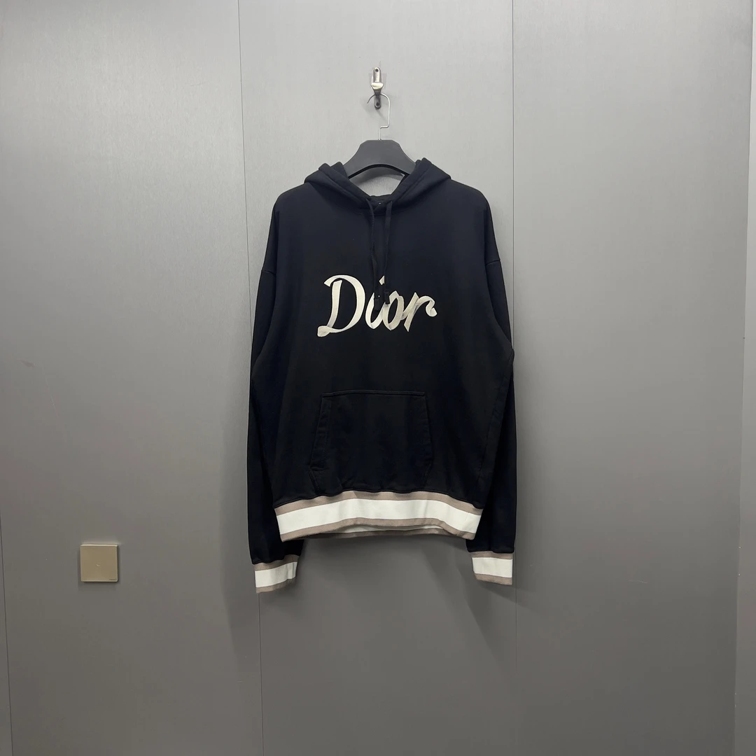 99新 DIOR/迪奥 重磅前后刺绣Logo帽衫卫衣/11281/XL/稀少大码