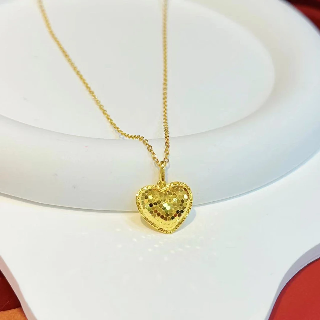 足金14*6.7mm爆闪爱心吊坠HNZ6642