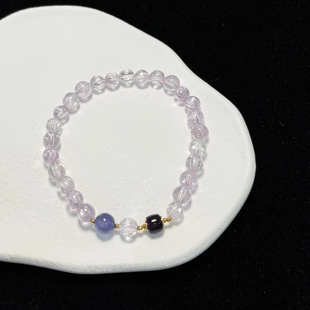 【无恙】紫锂辉手串（天然珠宝多样性发其一）