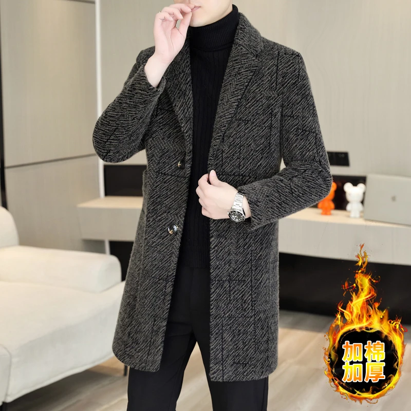 高档毛呢外套男冬装中长款时尚加厚呢子大衣保暖品质男装上衣003