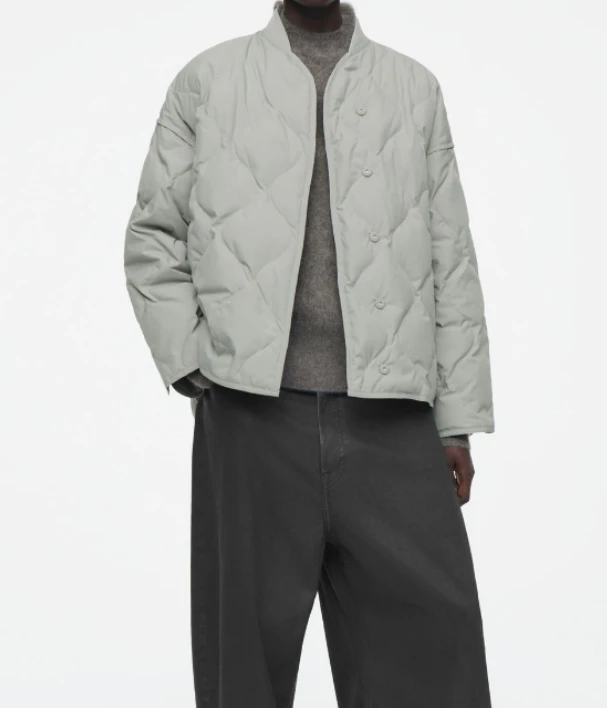 [王大文专属]JODIE WANG宽松版型菱格纹理绗缝羽绒服夹克