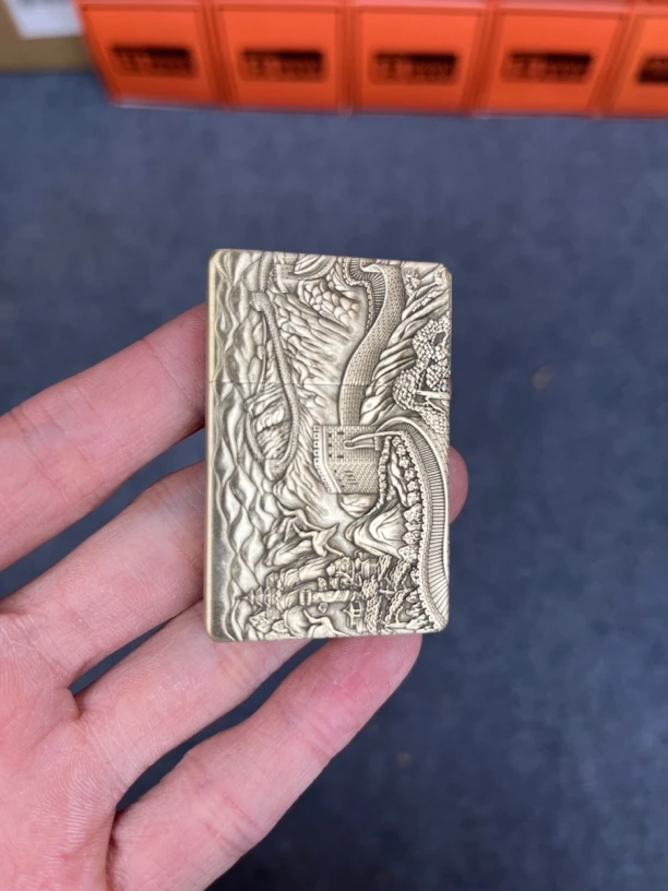 高端煤油手工打火机长城黄铜礼盒送礼