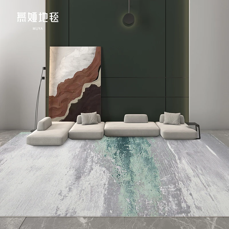慕娅茶几毯现代简约客厅地毯绿色家用沙发轻奢高级卧室床边毯加厚
