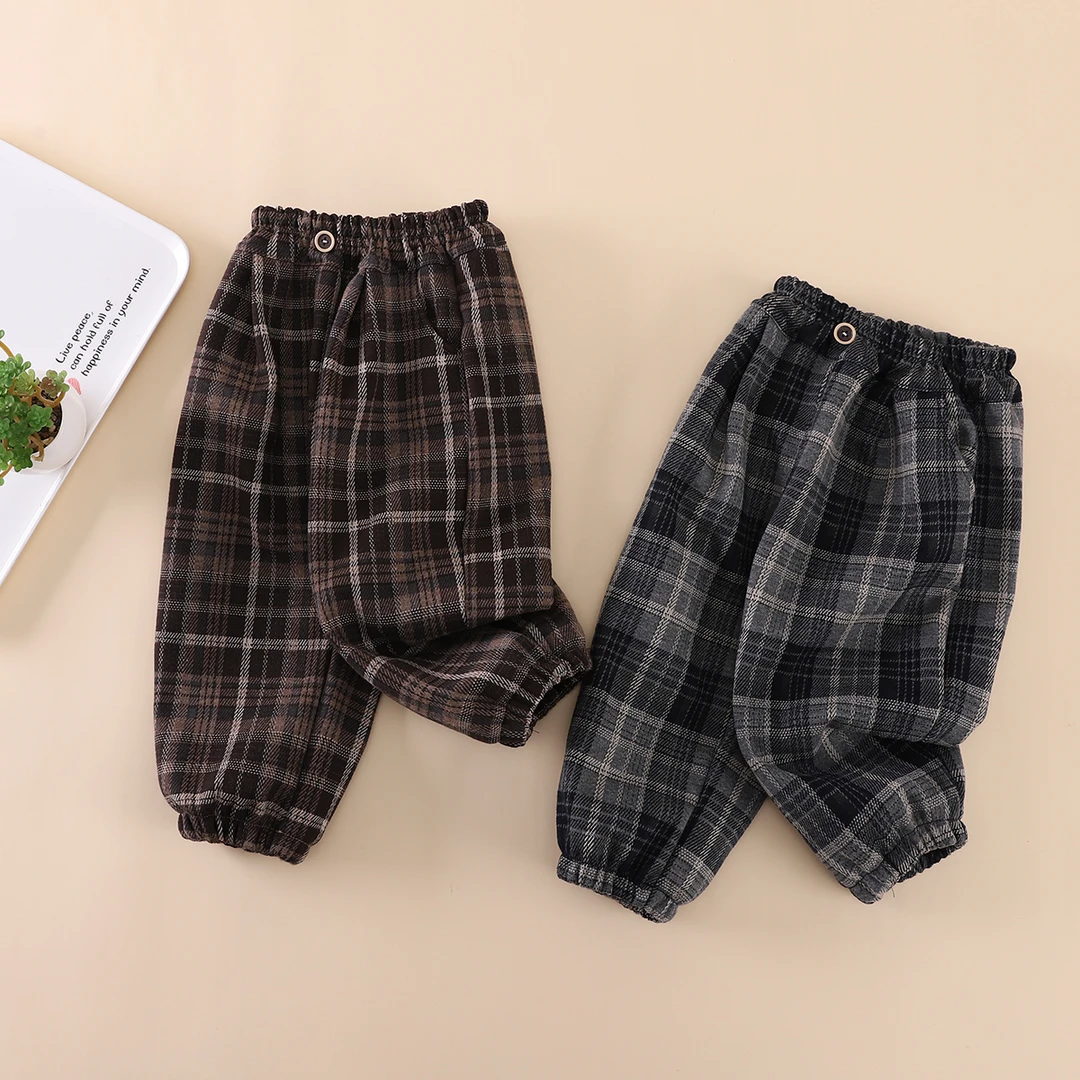 XTLL女男宝新款冬季加绒裤2024年0-6岁韩版裤子宽松洋气