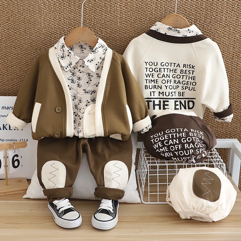 HC三件套春秋男童套装2024洋气时髦新款儿童装休闲宝宝套装长袖