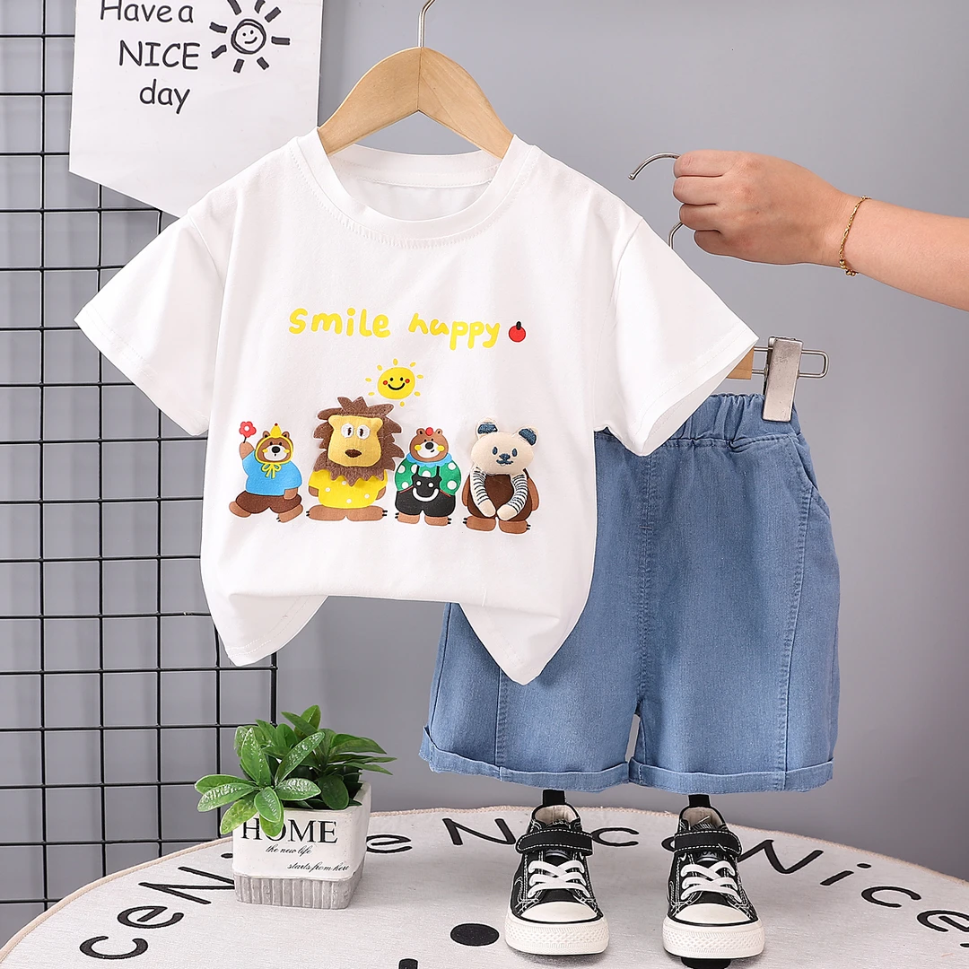 短袖套装男女宝夏季新款2024年0-6岁套装韩版宽松洋气童装潮流