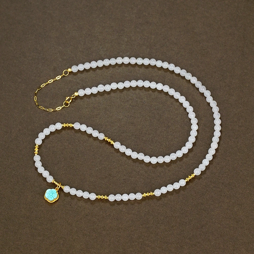 “梦月影”18K和田玉项链（45+5）43728