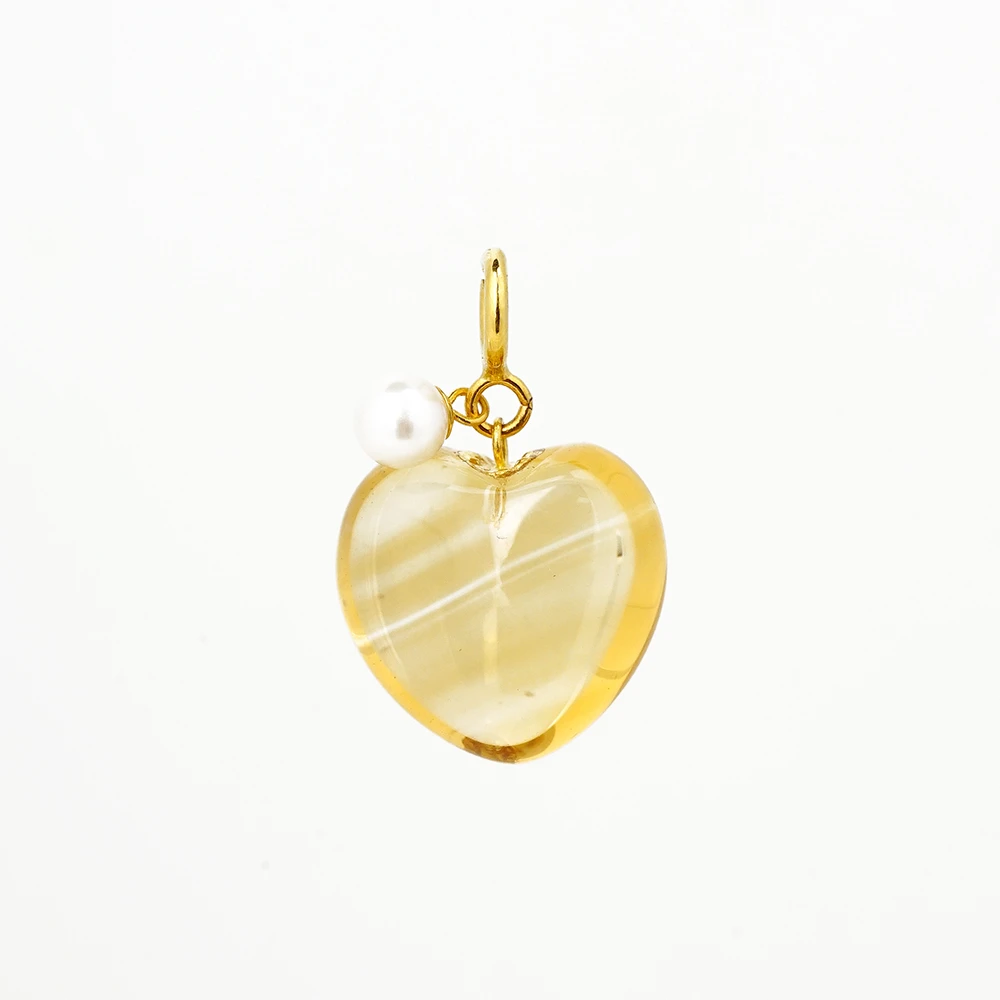 “觅光”18K黄水晶爱心百搭扣吊坠43634