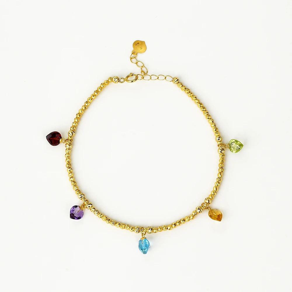 “闻溪”18K金爱心满天星彩虹手链（18/21公分）43190