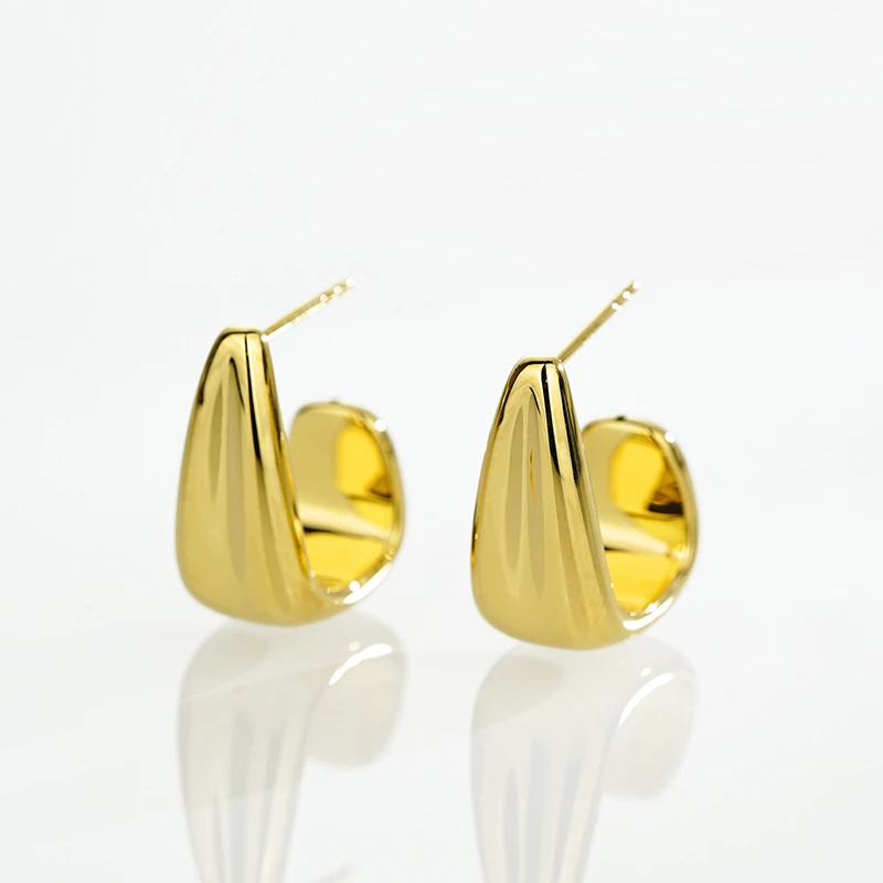 18K“L”型耳钉 41554 轻奢金色素款设计耳饰