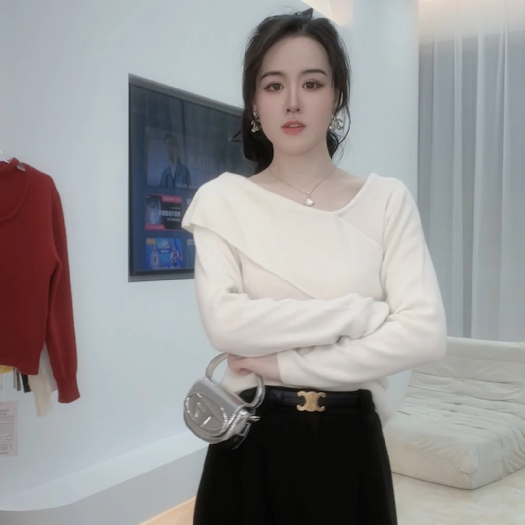 E'VAN【倾斜】全羊毛法式复古毛衣温柔风女秋冬气质针织衫