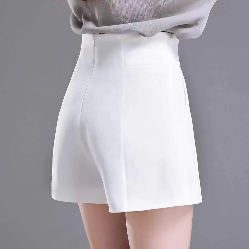 高腰薄款三分裤短裤大码夏季休闲A字韩版时尚西装阔腿防走光