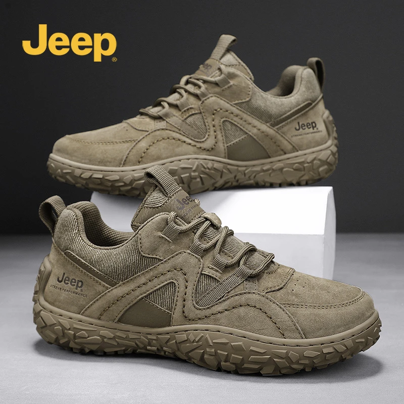 jeep吉普男鞋冬季新款防滑户外百搭休闲运动工装登山工装劳保板鞋