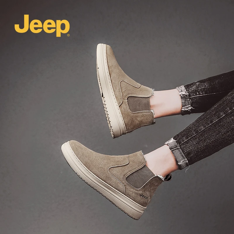 Jeep雪地靴2024冬季新款加绒加厚保暖厚底真皮防滑高帮男士大棉鞋