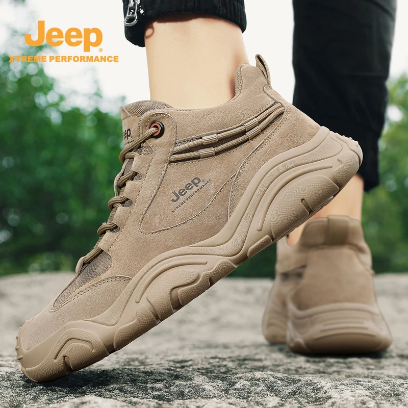 Jeep吉普男鞋2025冬季新款百搭工装登山靴户外耐磨防滑休闲老爹鞋